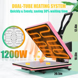 Whubefy Heat Press Machine for T-Shirts 15x15 Slide Out Drawer with Counting Function & 3 Pre-Set Modes, Pressure Knob, Digital Industrial Clamshell Sublimation Printer Heat Transfer Vinyl DIY Pink Whubefy