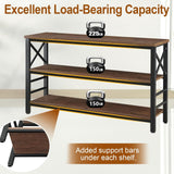 HOMBAZAAR Entryway Console Table,Industrial Console Table with Storage for Entryway,Rustic Sofa Table with 3 Tier Wide Shelf and Metal Frame, Hallway Table for Entryway,Living Room,Brown,55'' HOMBAZAAR
