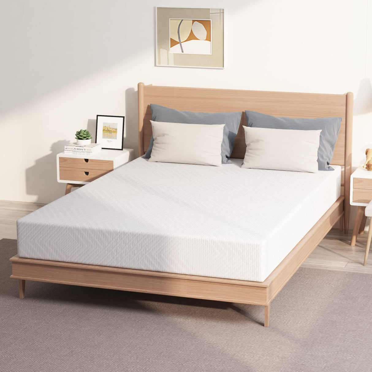 EGO White 6Inch Medium Firm Full Memory Foam Mattress, Cooling Gel Green Tea Mattress Bed in a Box, CertiPUR-US Certified, Double Mattress, 54"x75", Medium Firm MLILY