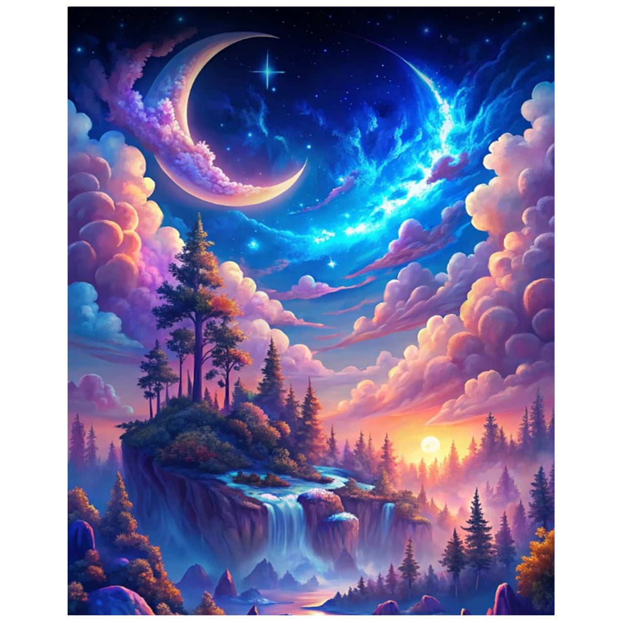 xcemhil Paint by Number Kit for Adults, Paint by Numbers Landscape, Starry Waterfall Paint by Numbers Kit for Adults Beginner for Gift Home Wall Decor 16x20 inch xcemhil