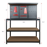 Prostormer 47.25 inch Workbench, Heavy-Duty Multipurpose Garage Worktable with Pegboard Shelves and Peg Board Hook Kit for Garage, Home, Workshop Storage, DIY Projects Prostormer