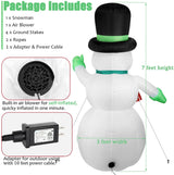 7 FT Christmas Inflatables Snowman Outdoor Yard Decorations, Christmas Blow up Snow Man with LED Lights & Black Hat, Winter Outside Decor for Holiday Party Patio Garden Lawn, Xmas New Year Kids Gifts Thanger