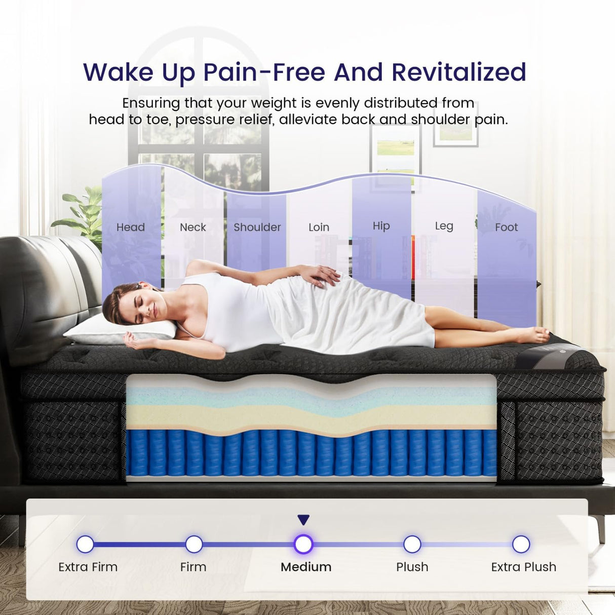 FANSACE King Size Mattress, 14 Inch Deluxe Hybrid King Mattress in a Box, Medium Firm Mattresses with Gel Memory Foam & Pocket Springs, Pressure Relief, Cooling, Extra Edge Support [Upgraded Support] FANSACE