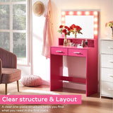 MIRROTOWEL Vanity Desk with Mirror and Lights, Dressing Table with Large Drawer, 2 Level Storage Dresser & 3 Lighting Modes Adjustable Brightness, Suitable for Bedroom MIRROTOWEL