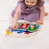 Melissa & Doug First Shapes Jumbo Knob Wooden Puzzle - Wooden Peg Chunky Baby Puzzle, Preschool Learning Shapes Knob Puzzle Board For Toddlers Ages 1+ Melissa & Doug