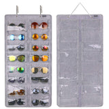 AROUY Sunglasses Organizer Storage, Hanging Dust Proof Wall Pocket Glasses Organizer - 16 Felt Slots Sunglass Organizer Holder with Metal Hook and Sturdy Rope (Gray, Dust Proof) AROUY