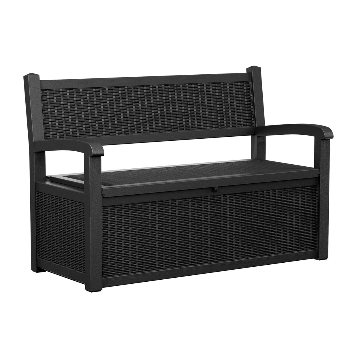 PatioZen 80 Gallon Outdoor Storage Bench Deck Box Waterproof Lockable,Outdoor Storage Furniture for Patio,Garden and Porch,Tools and Cushions（Black） PatioZen