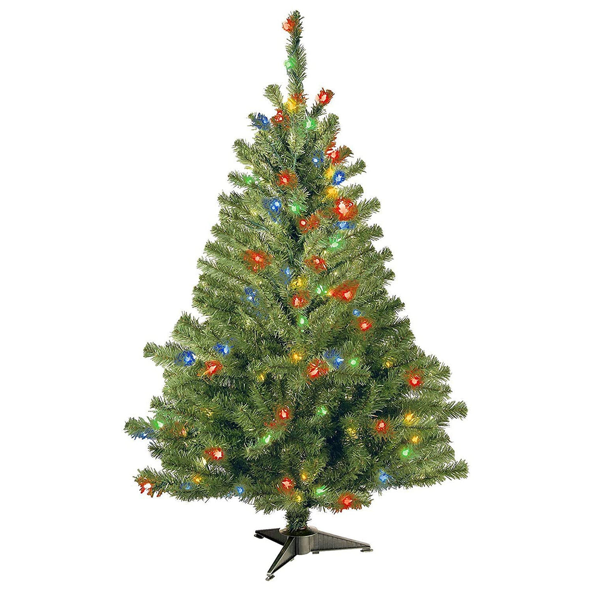 National Tree Company Pre-Lit Artificial Medium Christmas Tree, Green, Kincaid Spruce, Multicolor Lights, Includes Stand, 4 Feet National Tree Company