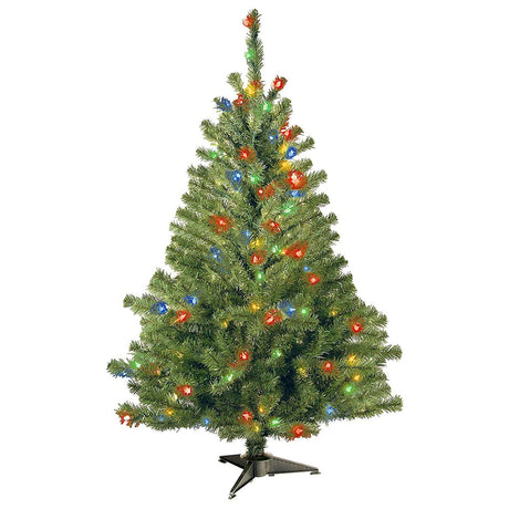 National Tree Company Pre-Lit Artificial Medium Christmas Tree, Green, Kincaid Spruce, Multicolor Lights, Includes Stand, 4 Feet National Tree Company