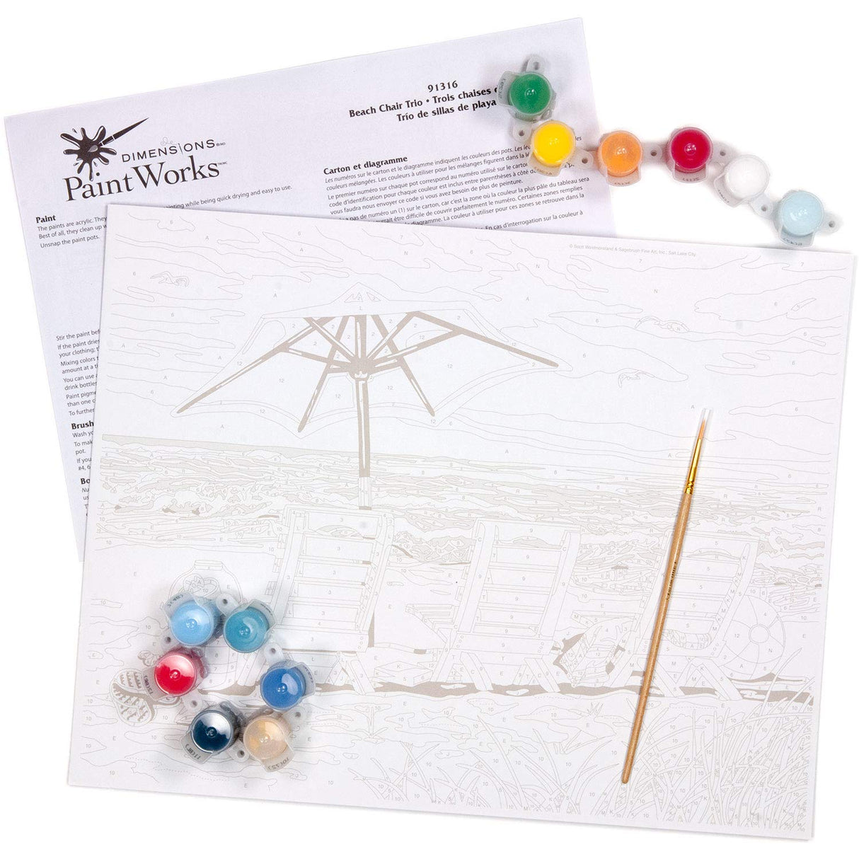 Dimensions Beach Chair Trio Paint by Numbers for Adults, 14'' W x 11'' L Dimensions