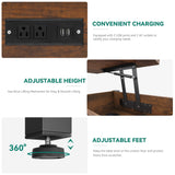 YITAHOME 4-in-1 Lift Top Coffee Table with RGB Light & Dual Tops, Multi-Function Table with Power Outlets, Storage, Converts to Dining Table Computer Desk Gaming Hub, Living Room, Home Office, Brown YITAHOME