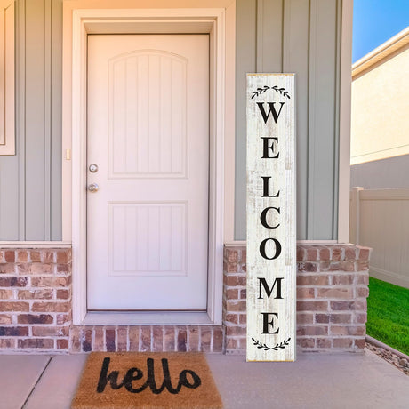 47.2 x 7.8 Inches Welcome Sign for Front Door Welcome Sign for Front Porch Standing Farmhouse Porch Signs Outdoor Tall Welcome to Our Home Sign Decorations Outdoor Welcome Signs for Porch(Welcome) Suzile