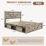 Maupvit Farmhouse Full Size Bed Frame with Sliding Barn Door Storage Cabinets, Rustic Platform Bed Frame with Adjustable Headboard, Sturdy Wood & Metal Frame, No Box Spring Needed, Noisy-Free Maupvit