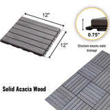 Interlocking Deck Tiles - 12x12 Inch Waterproof Outdoor Flooring for All Weather Use - Wood Tiles for Patio, Porch, Poolside, Backyard, Balcony, (Light Gray * 10 PCS) RIDFY