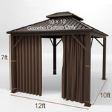 Gazebo Universal Replacement Privacy Curtain – Hugline 10' x 12' Gazebo Side Wall Outdoor Privacy Panel with Zipper (Brown) Hugline
