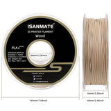 iSANMATE Wood Filament 1.75mm, PLA+ Wood Filament 1.75mm, 3D Printer Filament 1kg/Spool (Update 20% Real Wood Fiber) iSANMATE