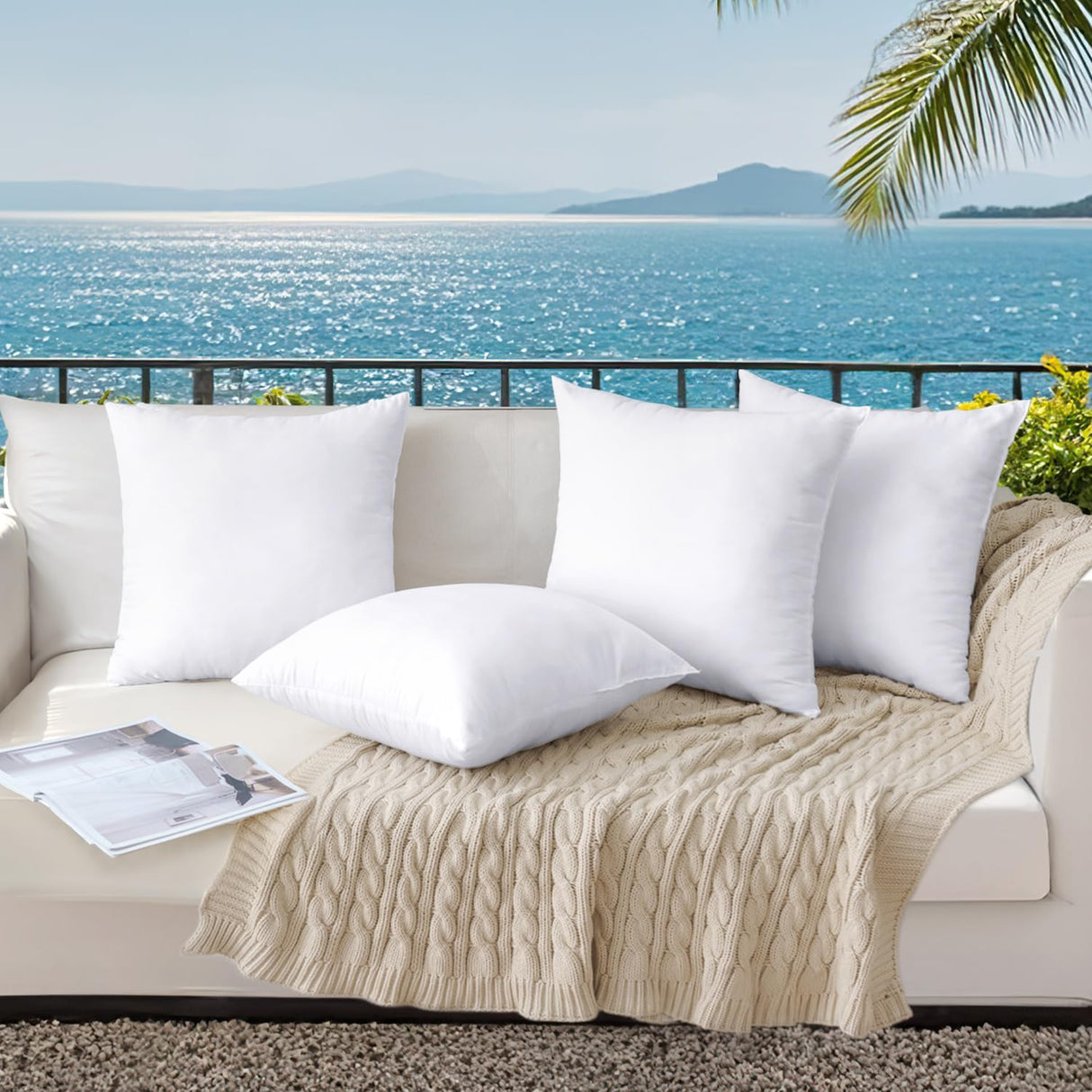 MIULEE Pack of 4 18x18 Outdoor Pillow Inserts, Water-Resistant Throw Pillow Inserts Decorative Premium Square Pillow Stuffer Sham for Porch Swing Couch Sofa Cushion Patio Furniture MIULEE