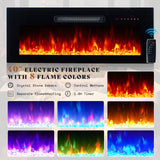 AMERLIFE Floating TV Stand with 40" Electric Fireplace, Modern Wall Mounted Entertainment Center with Storage, 80in Media Console with High Gloss Geometric Doors for TVs Up to 90", Black AMERLIFE