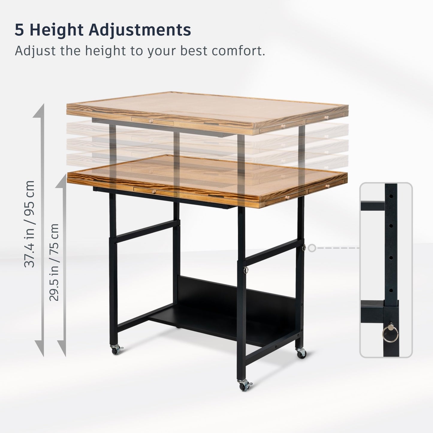 Becko US Tilting Jigsaw Puzzle Table with 5 Drawers & Cover, Adjustable Jigsaw Puzzle Board with 3 Tilt Angles & 5 Height Adjustment, Puzzle Storage for Adults, Easy to Move, for 1500 Pieces Puzzles