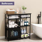 SWTYMIKI Coffee Bar Cabinet Station - Farmhouse Small Coffee Stand Station with Doors, Rustic Storage Organizer for Kitchen, Buffet Sideboard Cabinet Table for Home, Office, Corner, Bar, Black SWTYMIKI