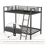 SogesSleep Bunk Bed Twin Over Twin, Heavy Duty Metal Bunk Bed Frame with Angled Ladder for Teens and Adults, for Spaces-Saving, Smooth Rounded Edges, Noise Free & Easy Assembly, Black SogesSleep