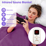 PINJAZE Natural Jade and Tourmaline Heat Far Infrared Sauna Blanket with Remote Control for Exercise Recovery Heating Detox 2-Zone Double Zipper Digital Display Portable Saunas for Home Relaxation PINJAZE