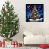 Christmas Tree Diamond Paintings Kits for Adults, Christmas Scenery Diamond Art Kits Full Drill Diamond Dots Paint with Diamonds Gem Arts and Crafts for Beginner Home Wall Decor WUSARPLY