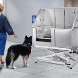VEVOR 50" Pet Dog Bathing Station Electric Height Adjustment, Professional Stainless Steel Dog Grooming Tub w/Soap Box, Faucet,Rich Accessory,Bathtub for Multiple Pets, Washing Sink for Home(Left) VEVOR