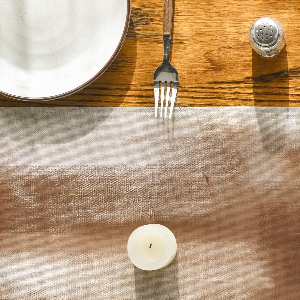Artoid Mode Brown Abstract Modern Art Table Runner, Seasonal Farmhouse Style Kitchen Dining Table Decoration for Home Party Decor 13x72 Inch Artoid Mode