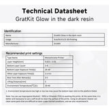GratKit Glow Green in The Dark Resin, 405nm UV-Curing Photopolymer Resin for LCD/DLP 3D Printers, 1000g, Clear GratKit