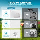 10x20FT Carport Canopy Replacement Cover Heavy Duty Waterproof & UV Protected, All Weather Car Shade Canopy with Ball Bungees (White, 10'x20', Frame is not Included) Inmeilifus