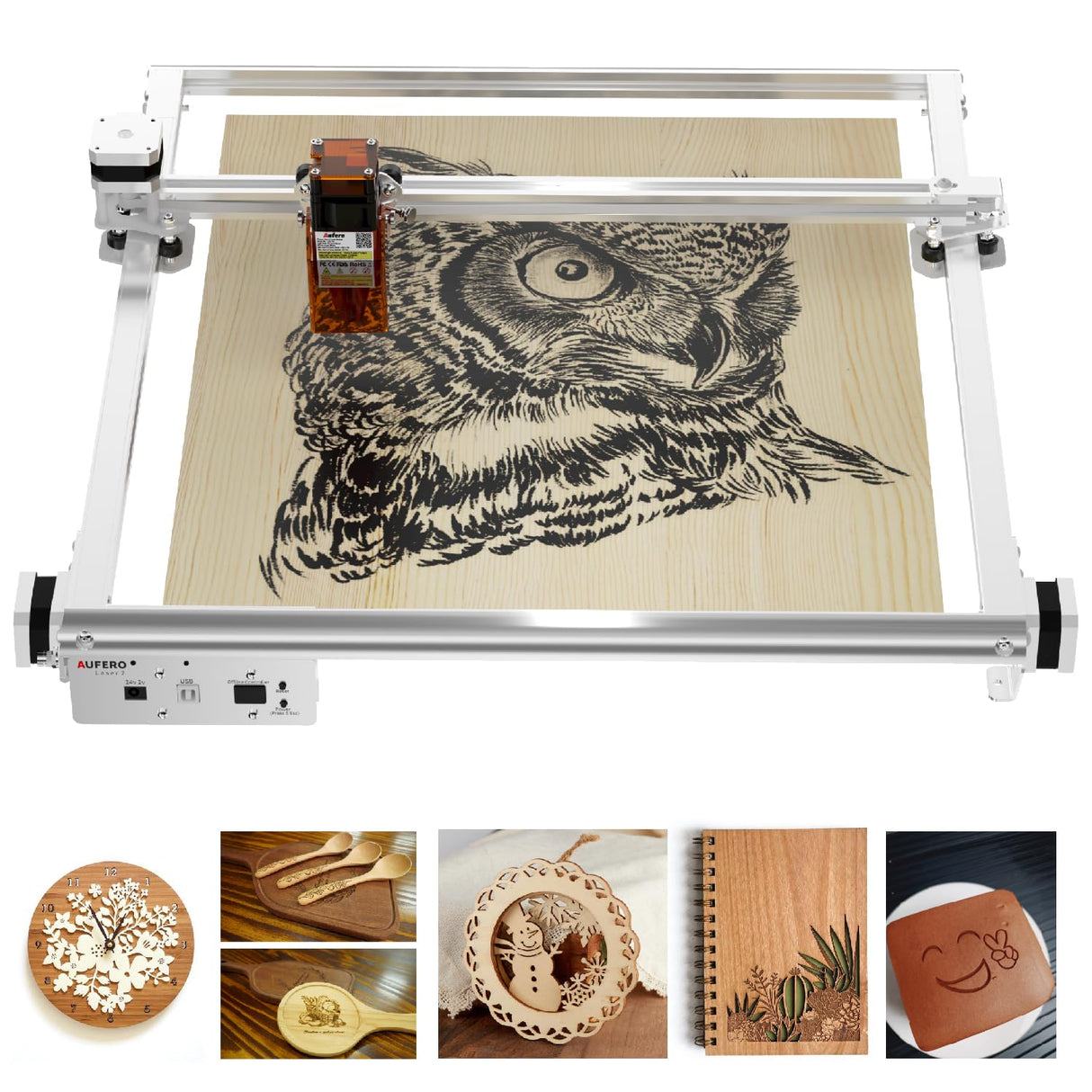 Aufero 2 Laser Engraver, 5W Long Focus Diode Laser Engraver, Laser Wood Cutter and Engraver Machine, 15.7x15.7 inch Engraving Area, Beginner-Friendly Laser Engraving Machine Aufero