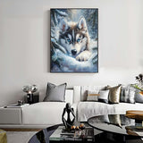 5D Diamond Painting Kits for Adults Beginner,Animal Wolf Round Full Drill Diamond Art Kits,DIY Winter Diamond Painting Kits with Crafts for Adults Home Wall Decoration 12 X 16inch GEMFAMILY