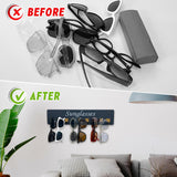 Sunglasses Holder Organizer Eyeglasses Holder Stand Wood Glasses Storage Organizer for Wall Sunglasses Display for Multiple Glasses for Women, Men, Family Bedroom, Entryway (Gray-1pcs-long) Fippkargo