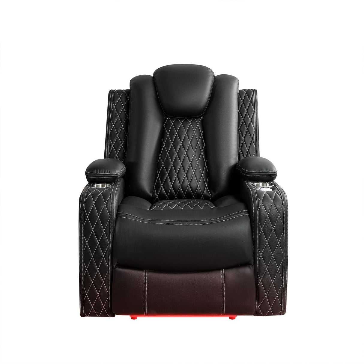 Naomi Home Chicago Recliner Chair in Black Air Leather – Modern Faux Leather Reclining Chair with Padded Armrests, Tufted Backrest, Push Back Mechanism – Living Room or Home Theater Seating Naomi Home