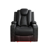 Naomi Home Chicago Recliner Chair in Black Air Leather – Modern Faux Leather Reclining Chair with Padded Armrests, Tufted Backrest, Push Back Mechanism – Living Room or Home Theater Seating Naomi Home