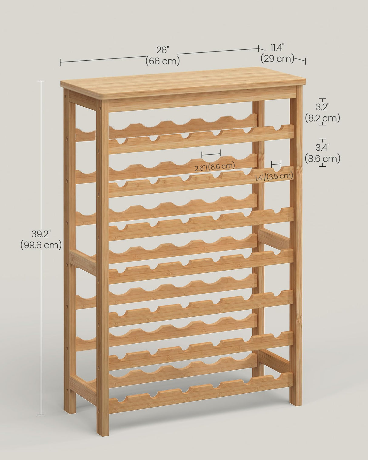 SONGMICS 42-Bottle Wine Rack Free Standing Floor, 7-Tier Display Wine Storage Shelves with Table Top, Bamboo Wobble-Free Bottle Holder for Kitchen Bar Dining Room Living Room, Natural UKWR27NL SONGMICS