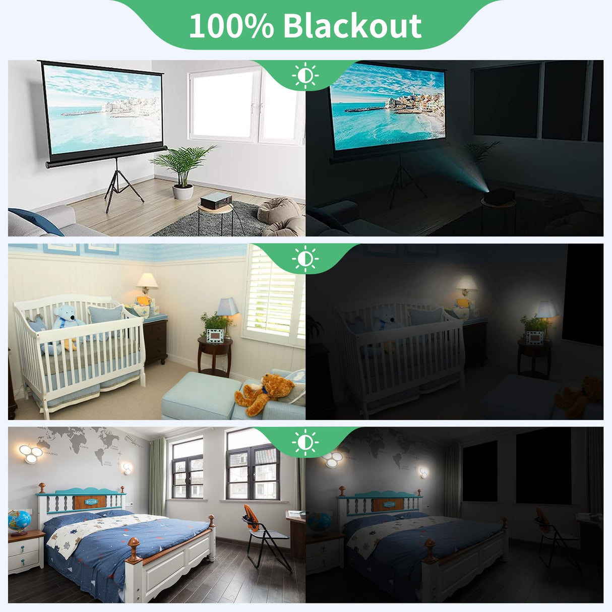 BoxElfos 100% Blackout Blind Curtains Window Cover [157" x 59" XXL] [DIY Cut to Any Size or Shape] [Hook & Loop Tabs][ Portable Bags for Travel] [Light & UV Blocking ] for House,Nursery,Apartment BoxElfos