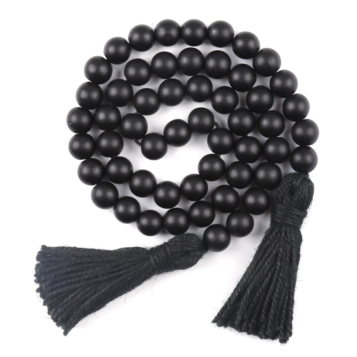 RAMIRABI Wood Beads Garland with Tassels Farmhouse Beads Rustic Prayer Beads Boho Beads for Boho Home Decor,Wall Hanging Decoration (Black) RAMIRABI