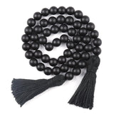 RAMIRABI Wood Beads Garland with Tassels Farmhouse Beads Rustic Prayer Beads Boho Beads for Boho Home Decor,Wall Hanging Decoration (Black) RAMIRABI