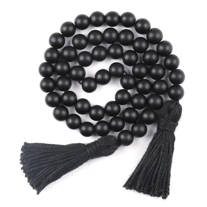 RAMIRABI Wood Beads Garland with Tassels Farmhouse Beads Rustic Prayer Beads Boho Beads for Boho Home Decor,Wall Hanging Decoration (Black)