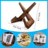 masteymoh Rustic Cookbook Holder Stand for Kitchen, Recipe Book Holder for Kitchen Counter, Wooden Kitchen Book Holder, Rustic Cook Book Holder Stand with Natural Wooden Grains (1 in Brown) masteymoh