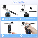 Oixsdi Airbrush Kit with Compressor 38PSI Portable Airbrush Gun Rechargeable Handheld Cordless Non-Clogging Air Brush for Nails, Painting, Modeling, Pastry, Makeup and Nail Art Oixsdi