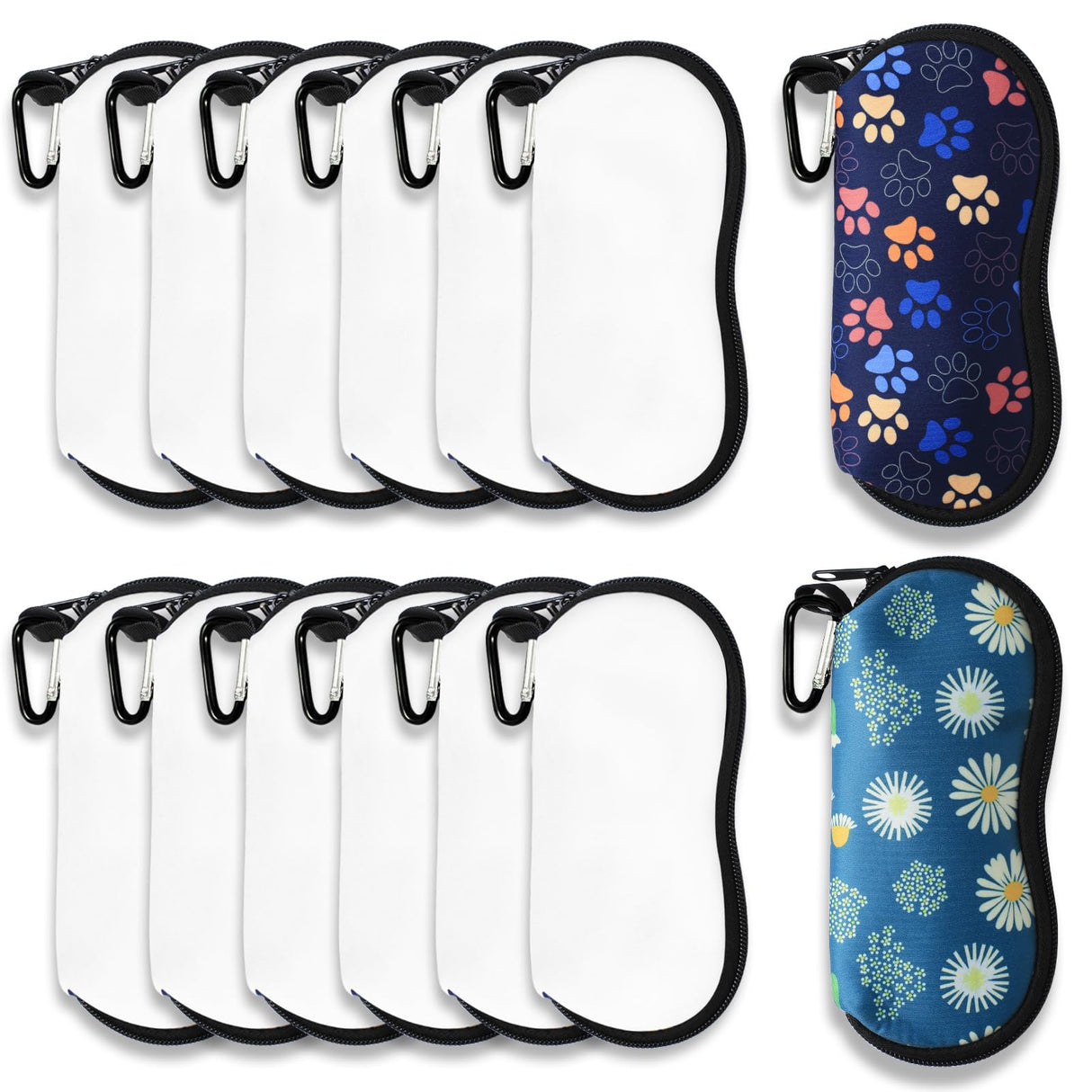 12 Pcs Sublimation Sunglasses Case Blanks Set,Sublimation Blanks Sunglass Case Neoprene Sunglass Case for Sublimation Blanks Sunglasses Travel Case Soft With Mountain Buckle Heat Transfer Printing Dye KKSUBCA