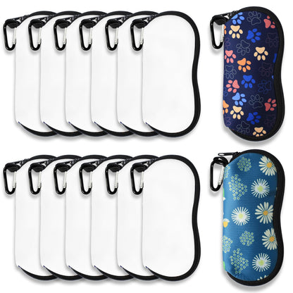 12 Pcs Sublimation Sunglasses Case Blanks Set,Sublimation Blanks Sunglass Case Neoprene Sunglass Case for Sublimation Blanks Sunglasses Travel Case Soft With Mountain Buckle Heat Transfer Printing Dye