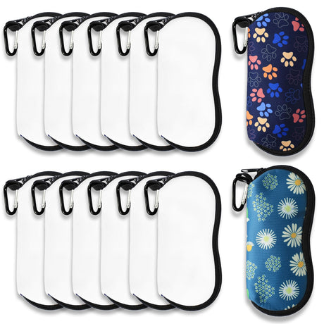 12 Pcs Sublimation Sunglasses Case Blanks Set,Sublimation Blanks Sunglass Case Neoprene Sunglass Case for Sublimation Blanks Sunglasses Travel Case Soft With Mountain Buckle Heat Transfer Printing Dye KKSUBCA