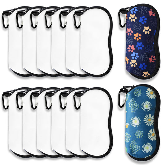 12 Pcs Sublimation Sunglasses Case Blanks Set,Sublimation Blanks Sunglass Case Neoprene Sunglass Case for Sublimation Blanks Sunglasses Travel Case Soft With Mountain Buckle Heat Transfer Printing Dye