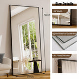GLSLAND 76"x34" Full Length Mirror Extra Large Hanging or Leaning Rectangle Mirror Aluminum Alloy Thin Frame Bedroom Floor Dressing,Black GLSLAND