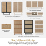 Hannah Shoe Cabinet, Natural Rattan Farmhouse Organizer, Storage, Closet Rack for Entryway, with Spacious Cabinet, Shelves, Sturdy Solid Wood Legs (Riviera Oak) mopio