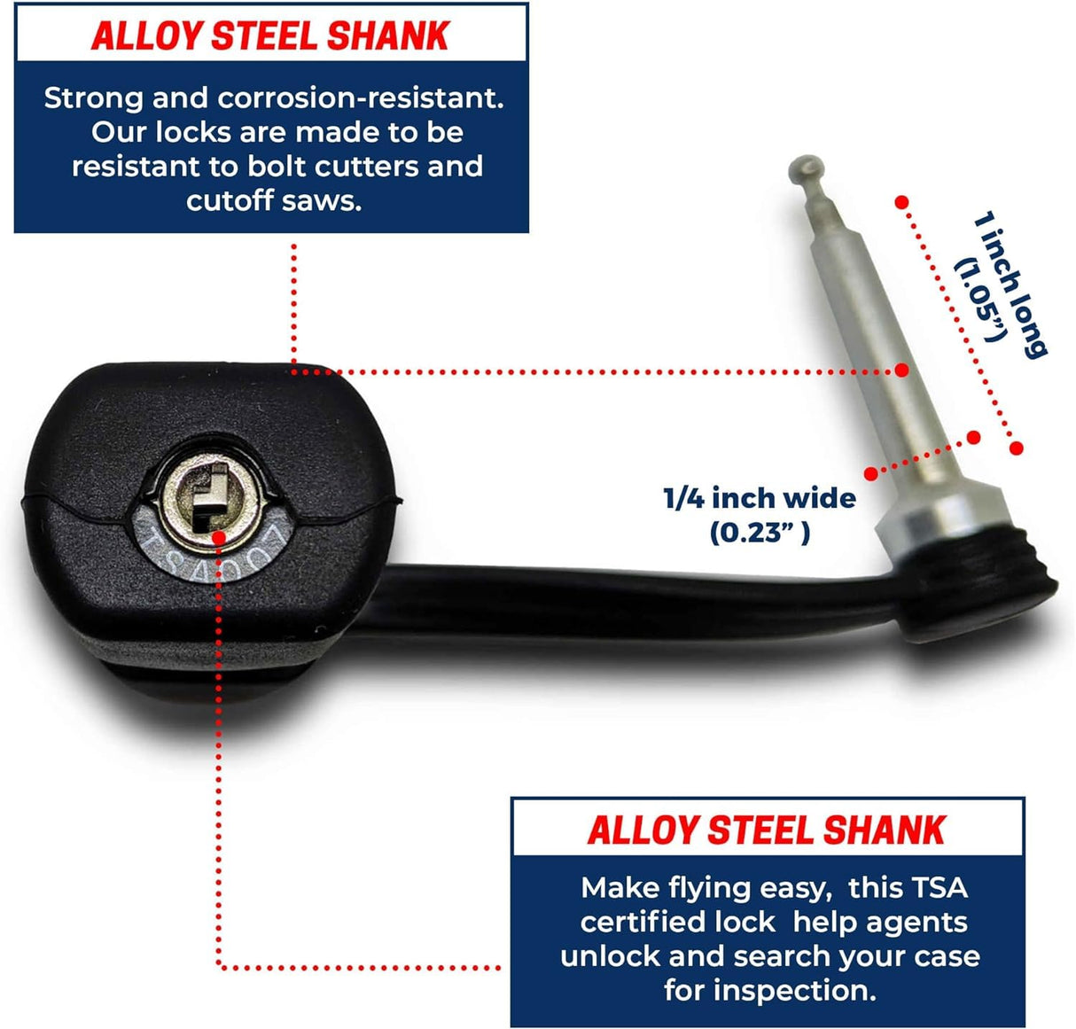 TSA Approved Tactical Gun Case Lock - Protective Rubber Sleeve & Cut-Resistant MonoShaft - Secure Single Shaft Padlock for Guns Luggage Rifles Pistols & Revolver Cases - Child Safe Cedar Mill Fine Firearms